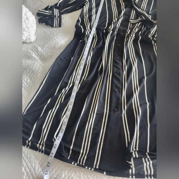 Ann Taylor minimalist contemporary neck tie stripe midi dress - Picture 13 of 14